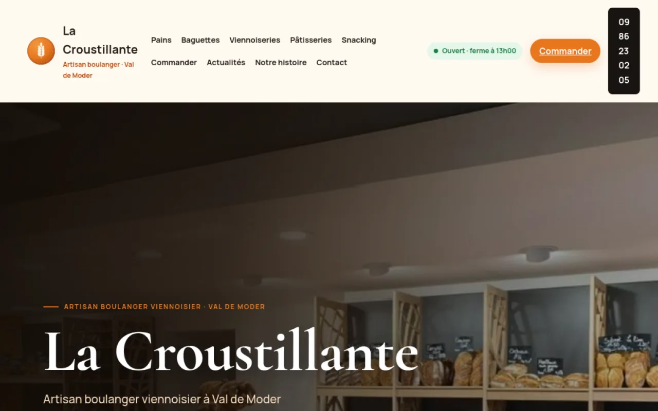 Page d'accueil de La Croustillante, artisan boulanger viennoisier à Val de Moder
